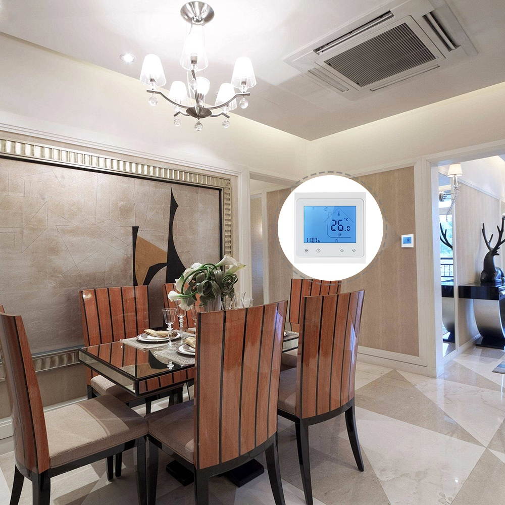 5A Water Heating Thermostat with Touchscreen LCD Display Weekly Programmable Energy Saving Temperature Controller