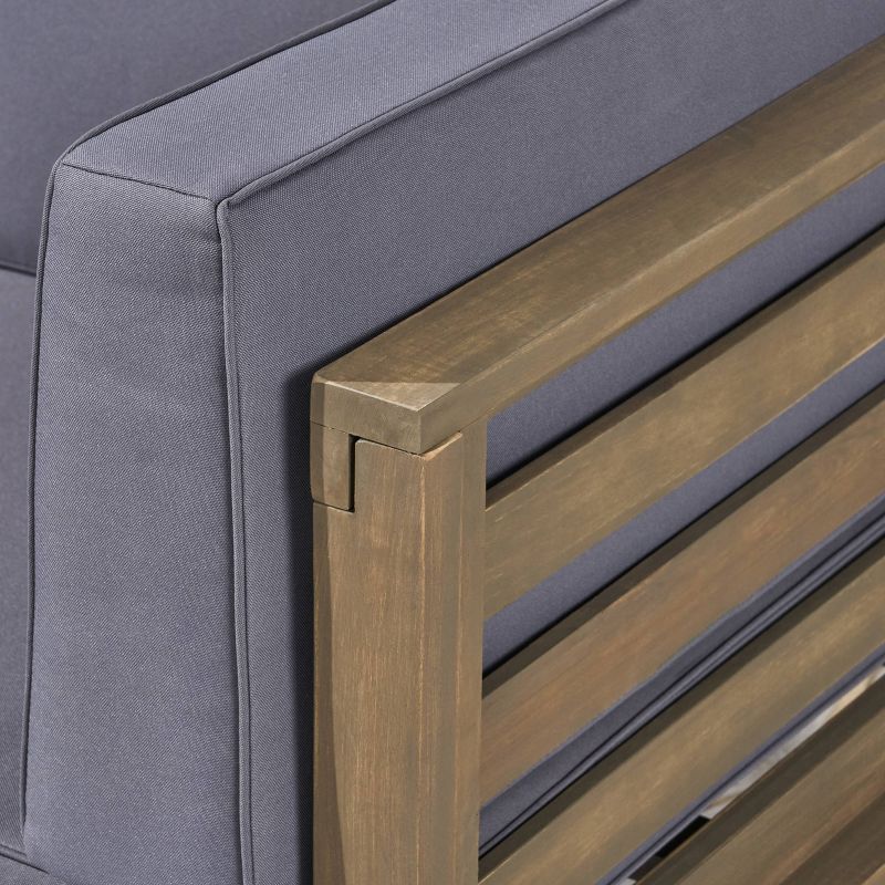 Oana 7pc Acacia V-Shaped Sectional Sofa with Fire Pit Set - Gray/Dark Gray - Christopher Knight Home