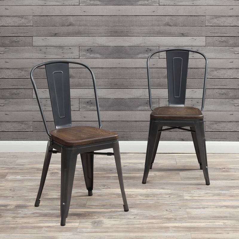 2pc Davis Metal Counter Height Barstools Set Gray - Picket House Furnishings