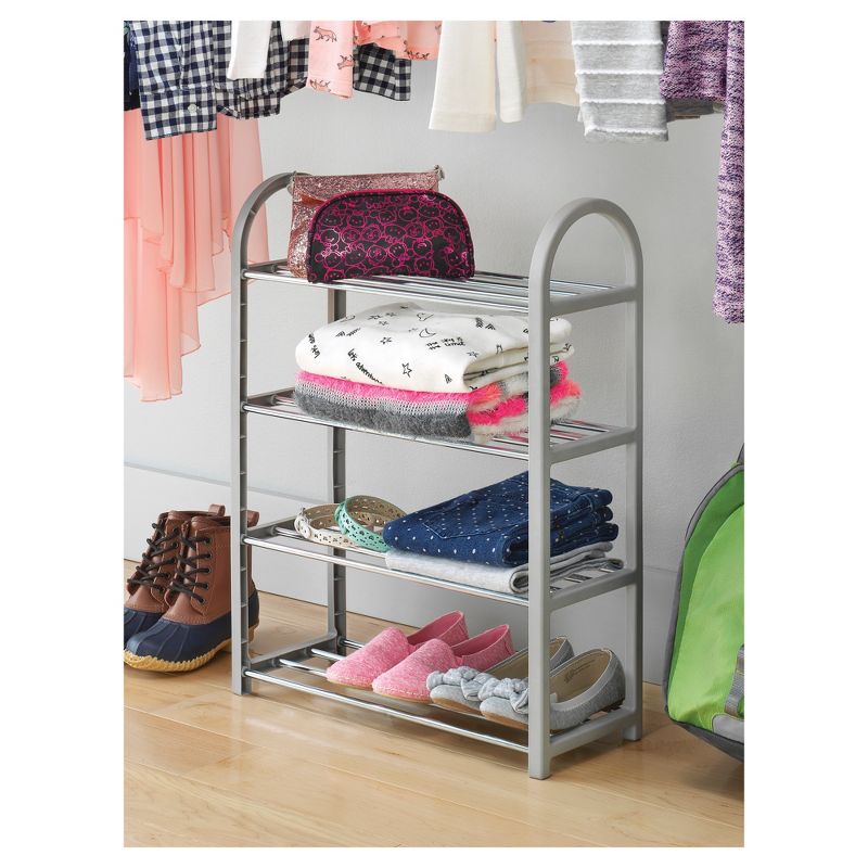 Whitmor 4-Tier Compact Shoe Rack Gray