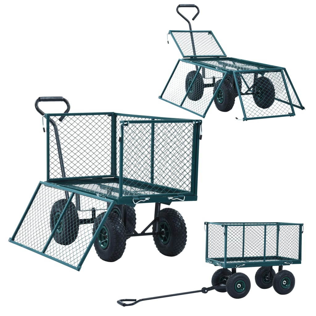 vidaXL Garden Hand Trolley Green 771.6lbs Outdoor Yard Transport Dolly Cart