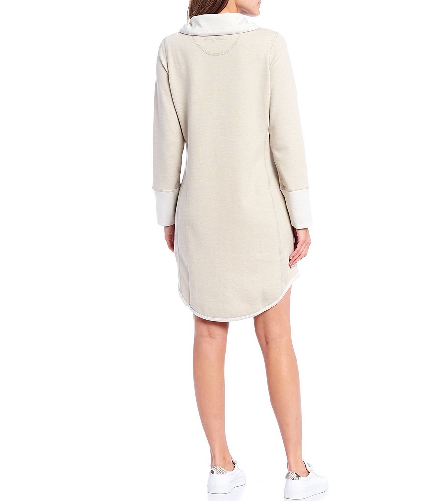 Tommy Bahama Sun Fade Flipside Reversible Spread Collar Long Sleeve Cotton Blend Dress