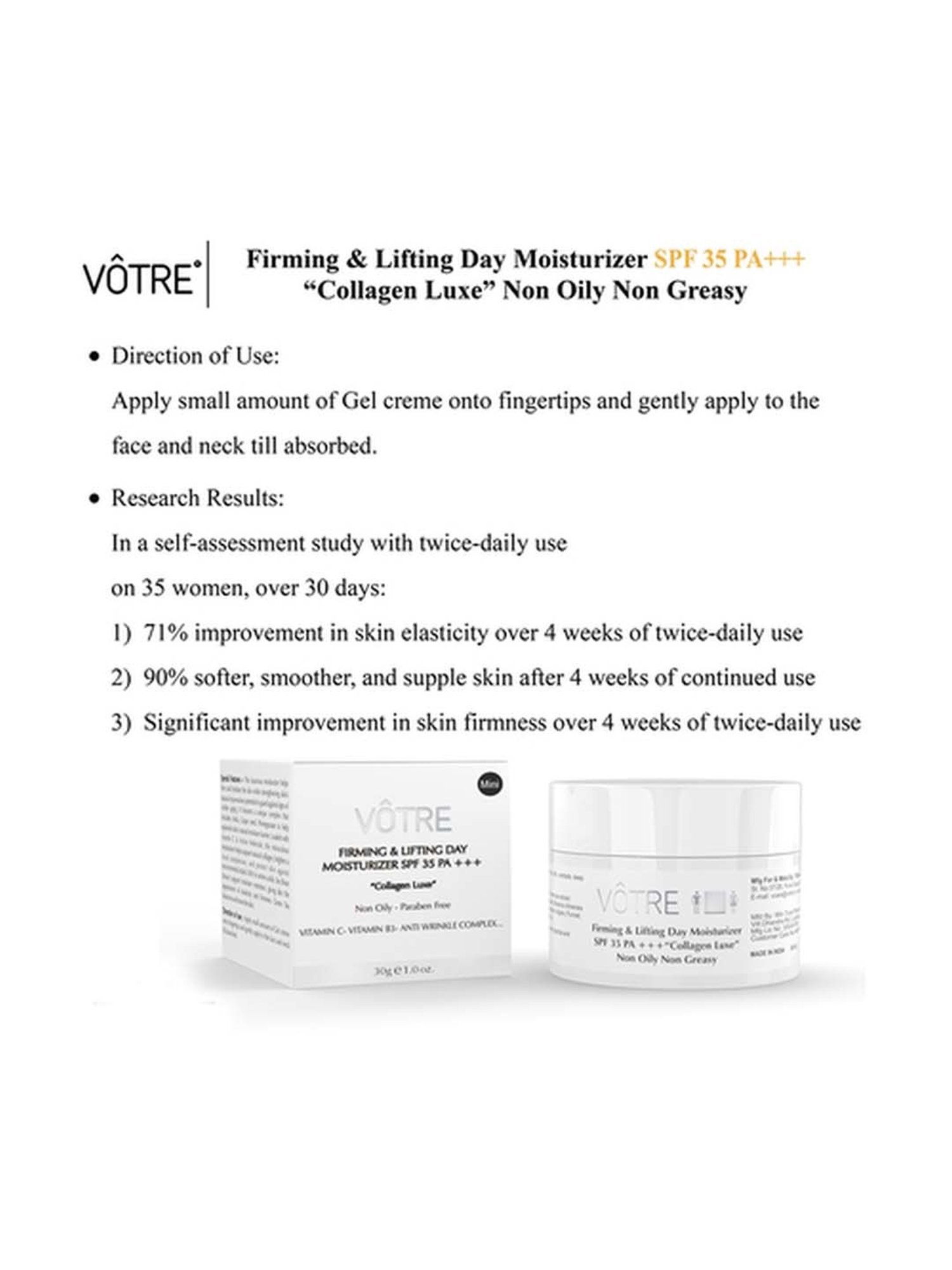 Votre Firming & Lifting Day Moisturiser SPF 35 PA+++ Collagen Luxe Mini - 30 gm