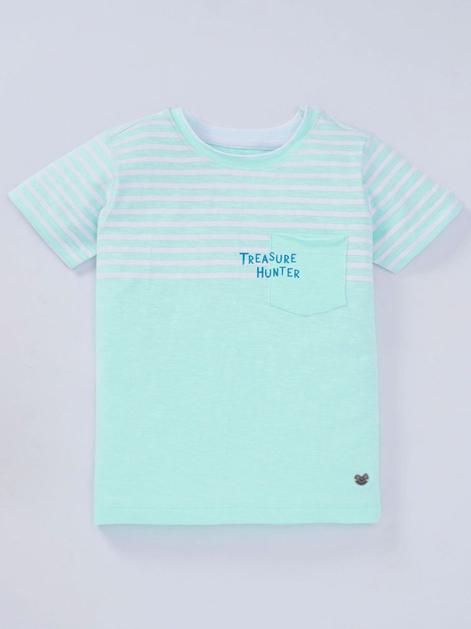 Ed-a-Mamma Kids Blue Cotton Striped T-Shirt
