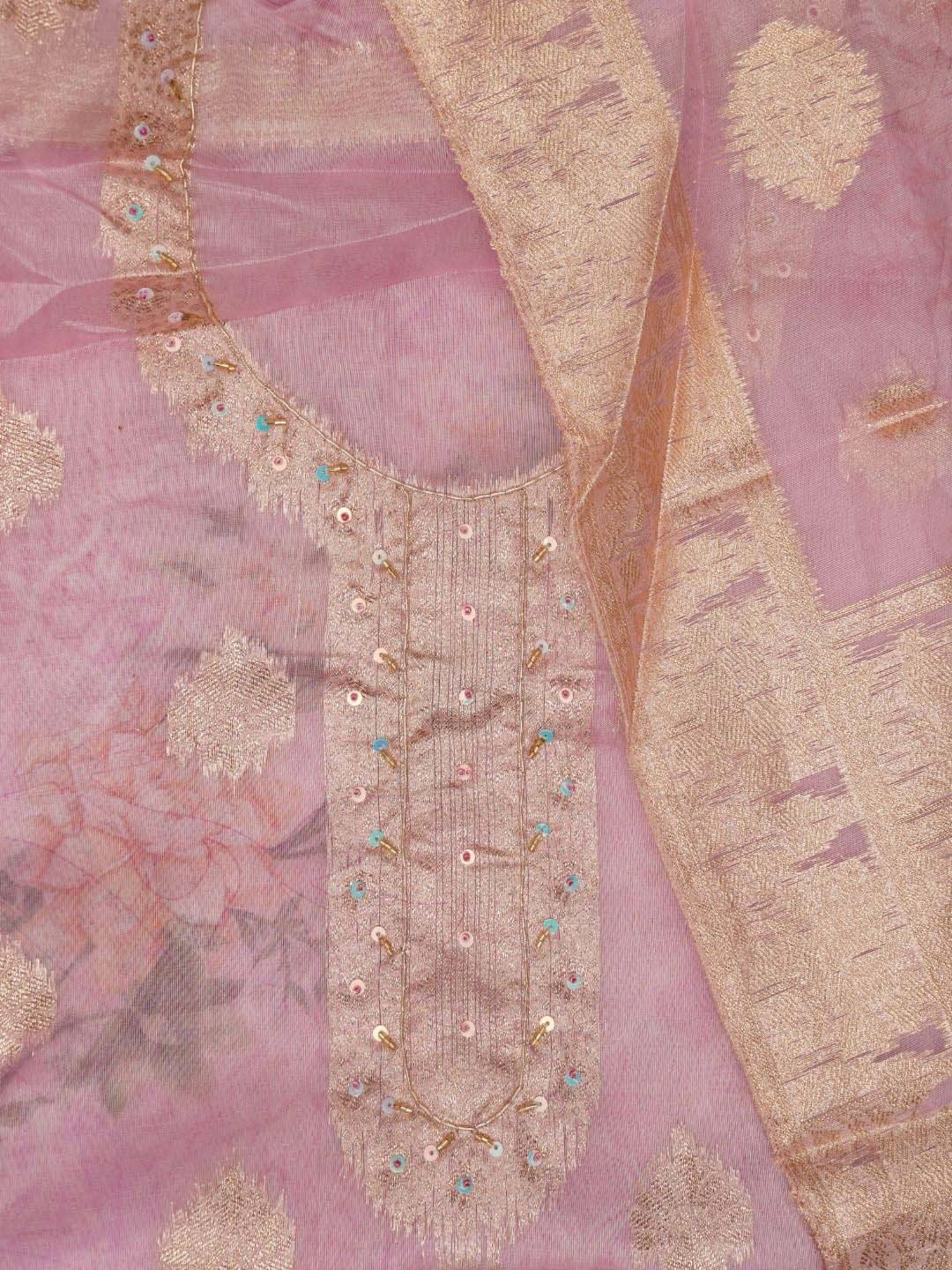 Jaipur Kurti Pink Woven Pattern Unstitched Dress Material