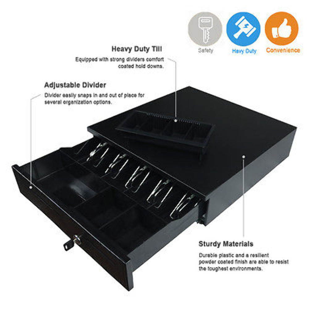 Cash Register Drawer Box 5 Bill 5 Coins Tray Compatible Works POS Printers RJ11