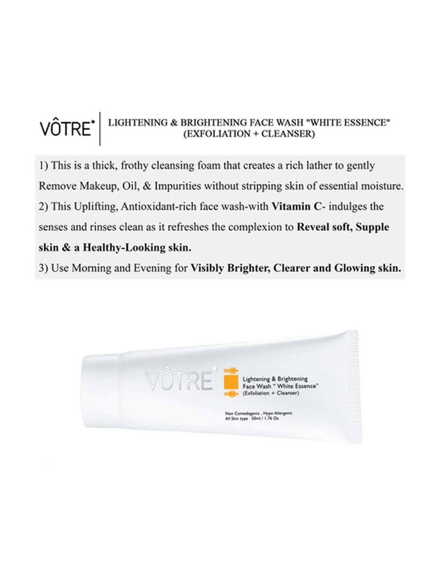 Votre Lightening & Brightening Face Wash White Essence 50ml