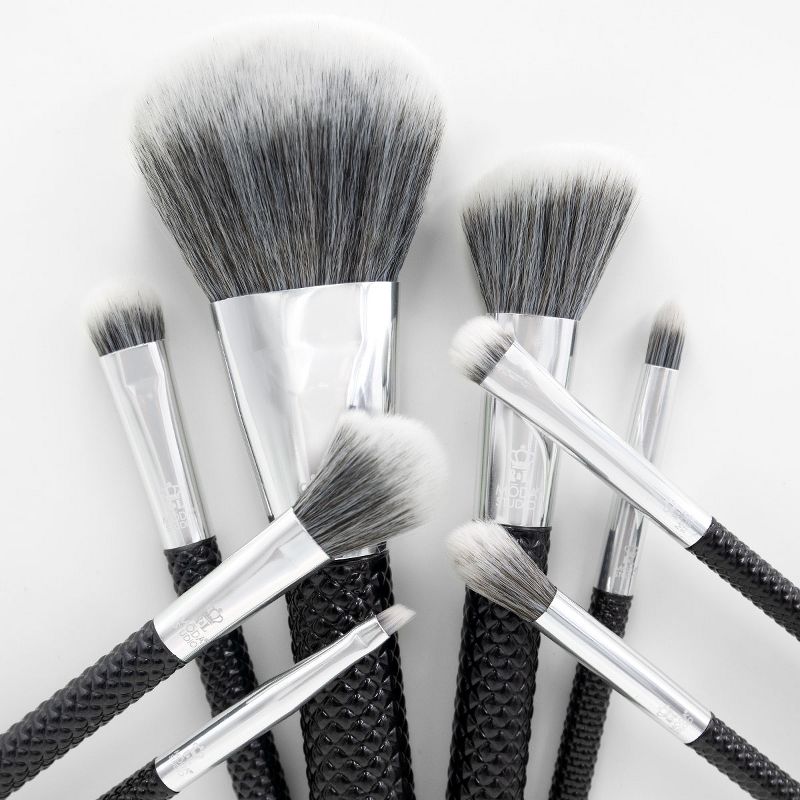 MODA Brush Studio 8pc Pro Glam Black Makeup Brush Set, Includes - Powder, Crease, Smudger, and Angle Eyeliner Brushes