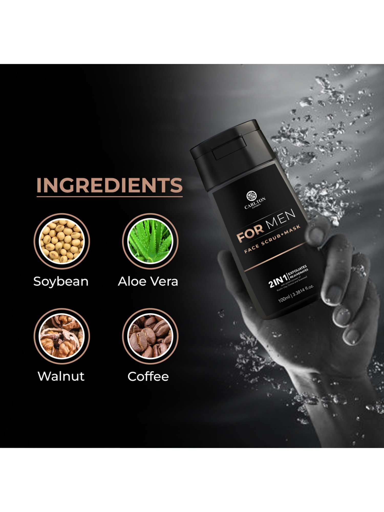 Carlton London Men Face Scrub + Mask - 100 ml