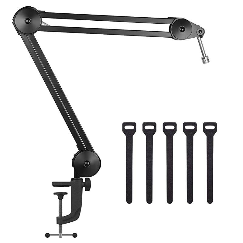 Microphone Arm Stand Heavy Duty Mic Arm Microphone Stand Suspension Scissor Boom Stands with Mic Clip and Cable Ties for Blue Yeti Snowball and Blue Yeti NanoMedium