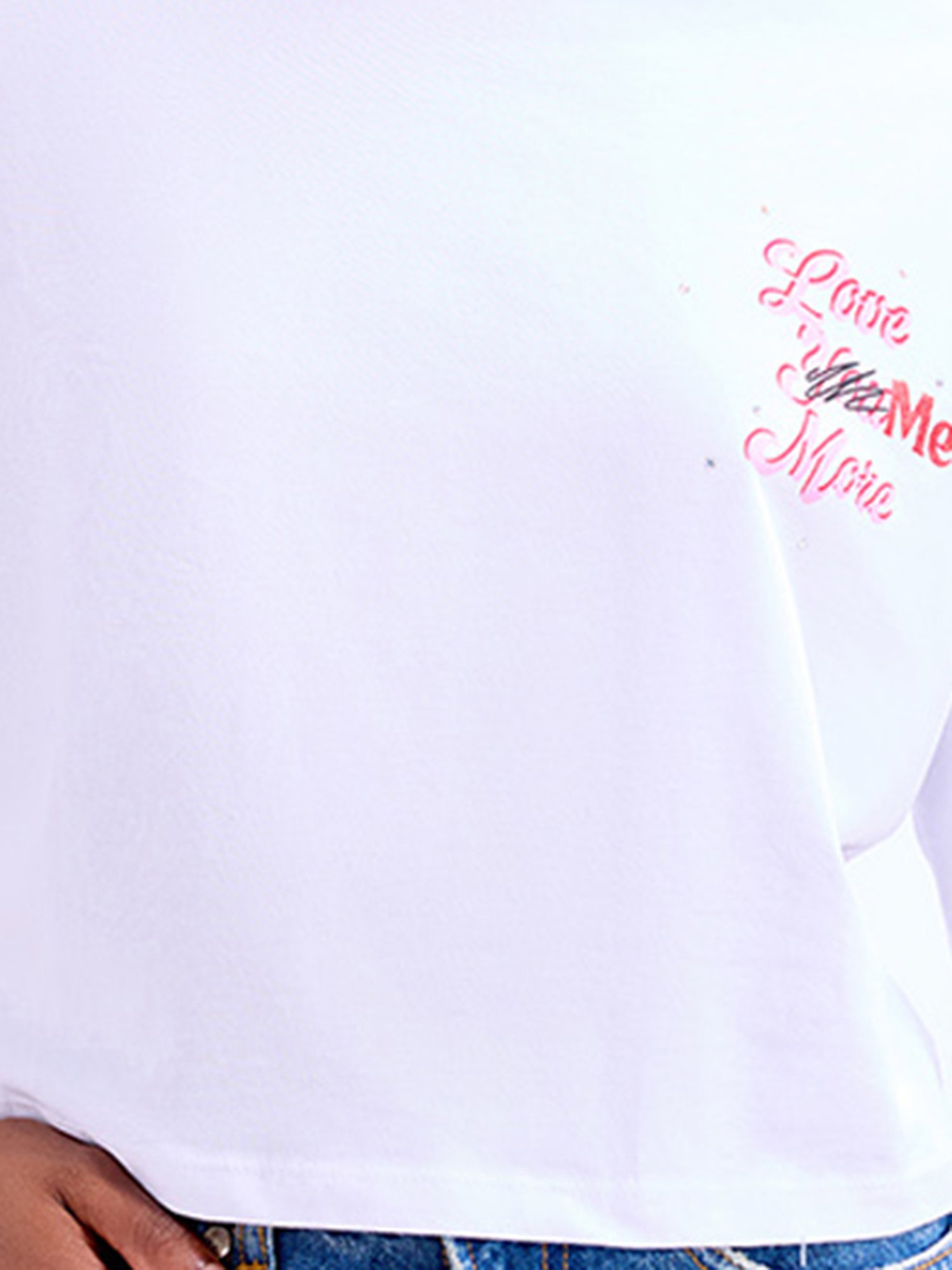 Cover Story White Cotton Graphic Print T-Shirt