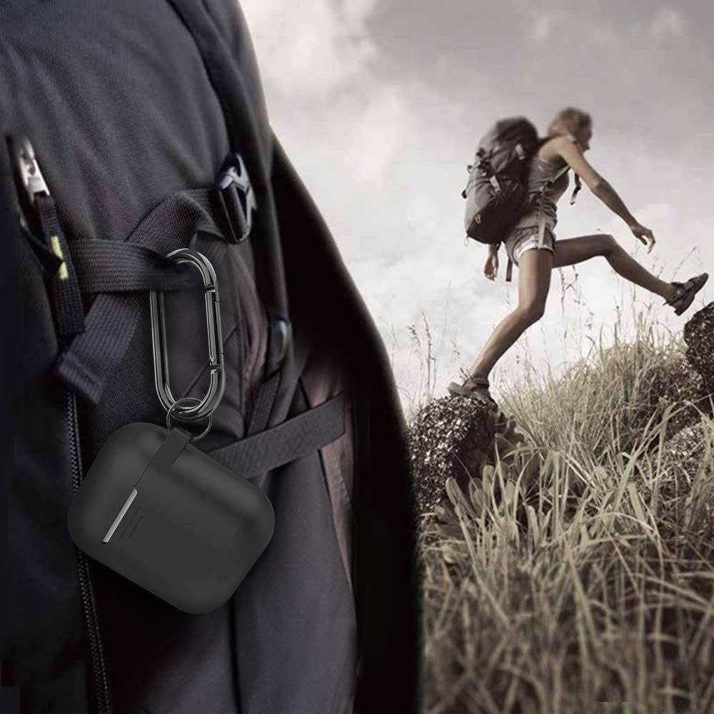 AhaStyle Premium Silicone Case Protective Cover Skin with Carabiner Compatible with Apple AirPods- Black