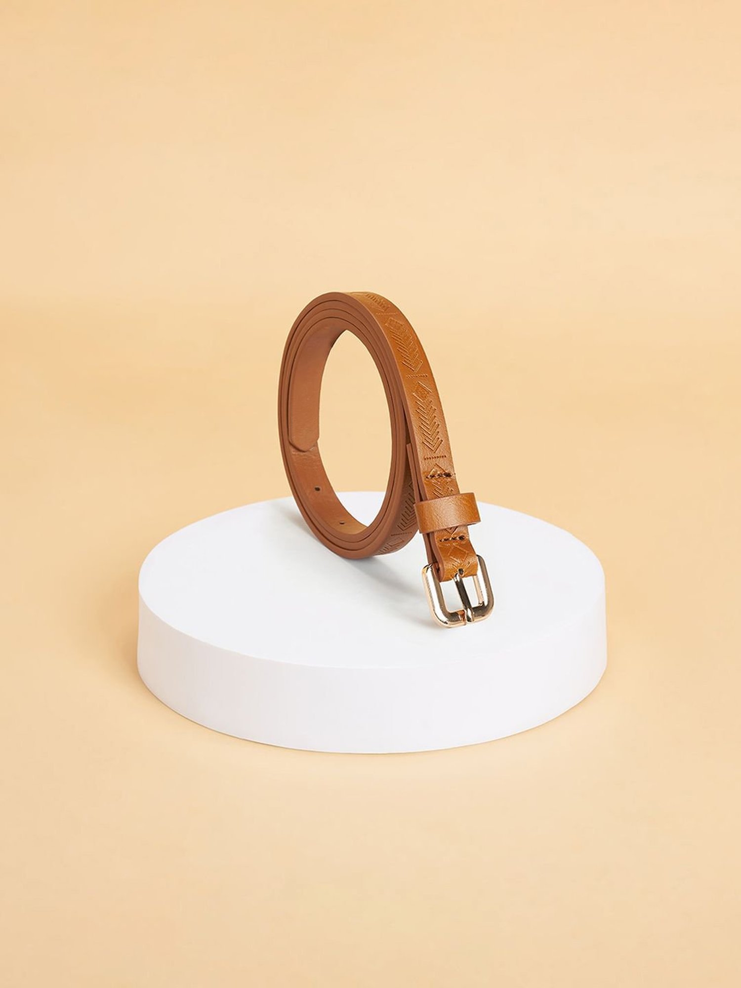 Hidesign Mariko Brown Solid Leather Narrow Belt