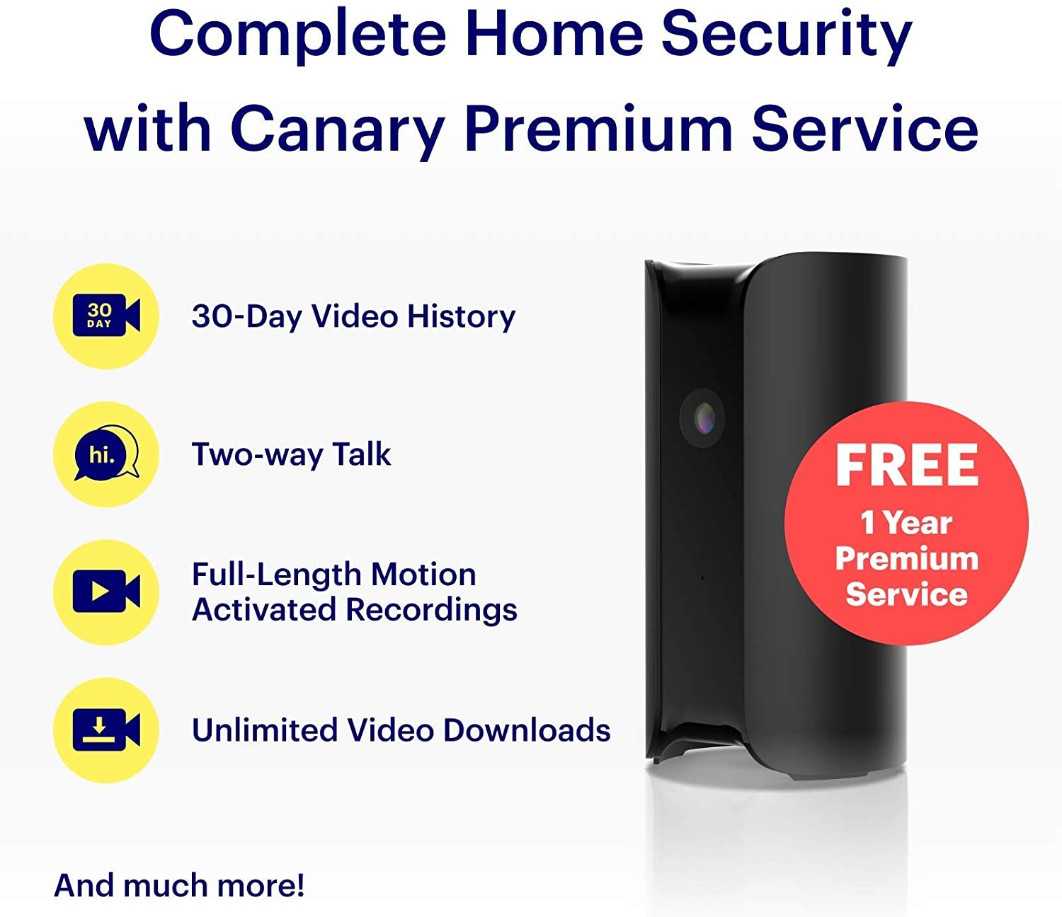 Canary View Indoor Home Security Camera with Premium Service (1 YR FREE Incl.) | 1080p HD, 2-Way Talk, 30-Day Video History, Person Detection, One-tap to Police, Alexa, Google, Baby Monitor, WiFi IP