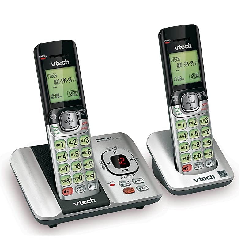 CS65292 DECT 60 Phone Answering System with Caller IDCall Waiting 2 Cordless Handsets SilverBlack