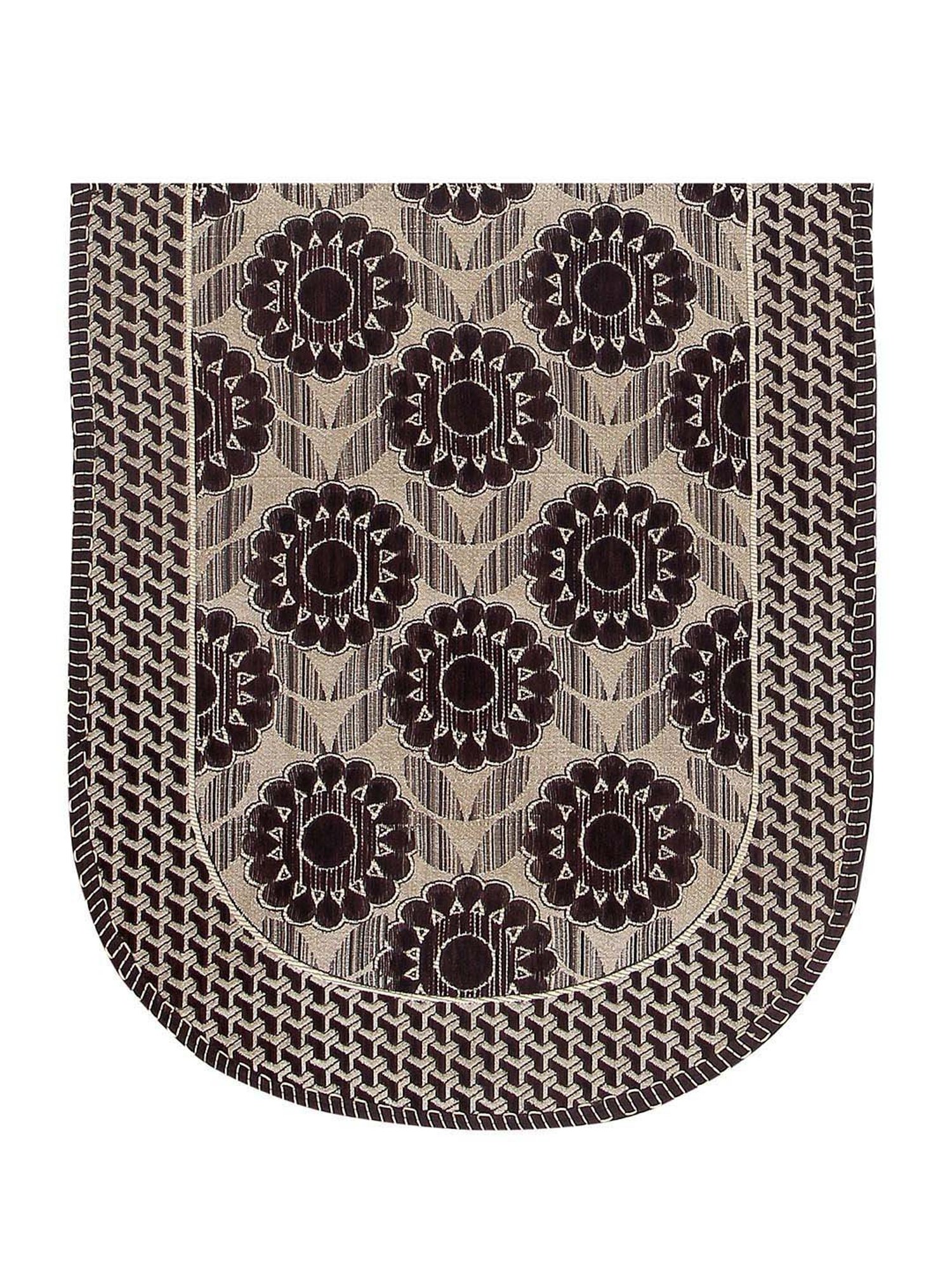 Romee Beige & Brown Chenille 5-Seater Sofa Cover Set