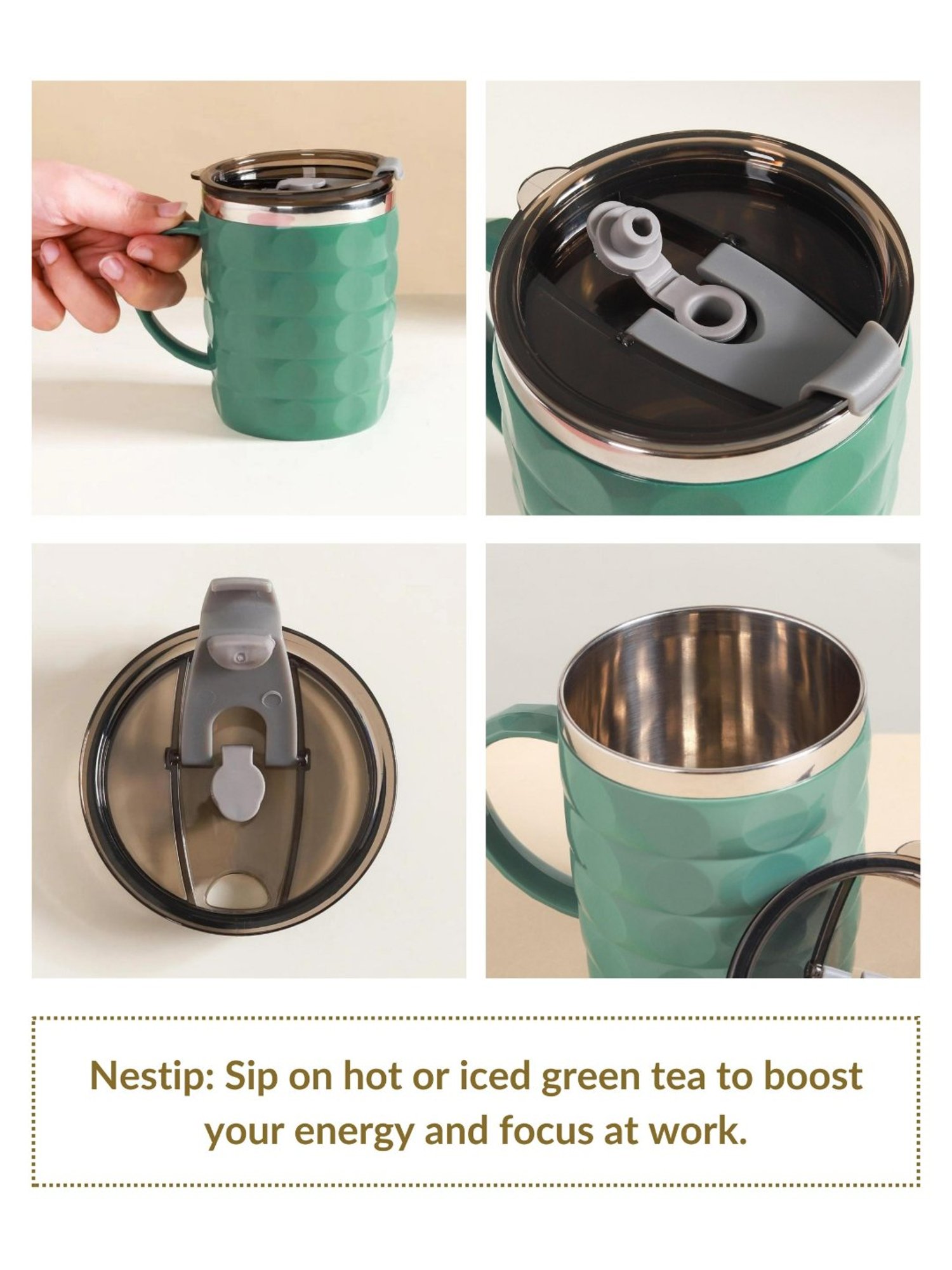 Femora Black Ceramic Coffee Mugs (0.36 L) - Set of 4