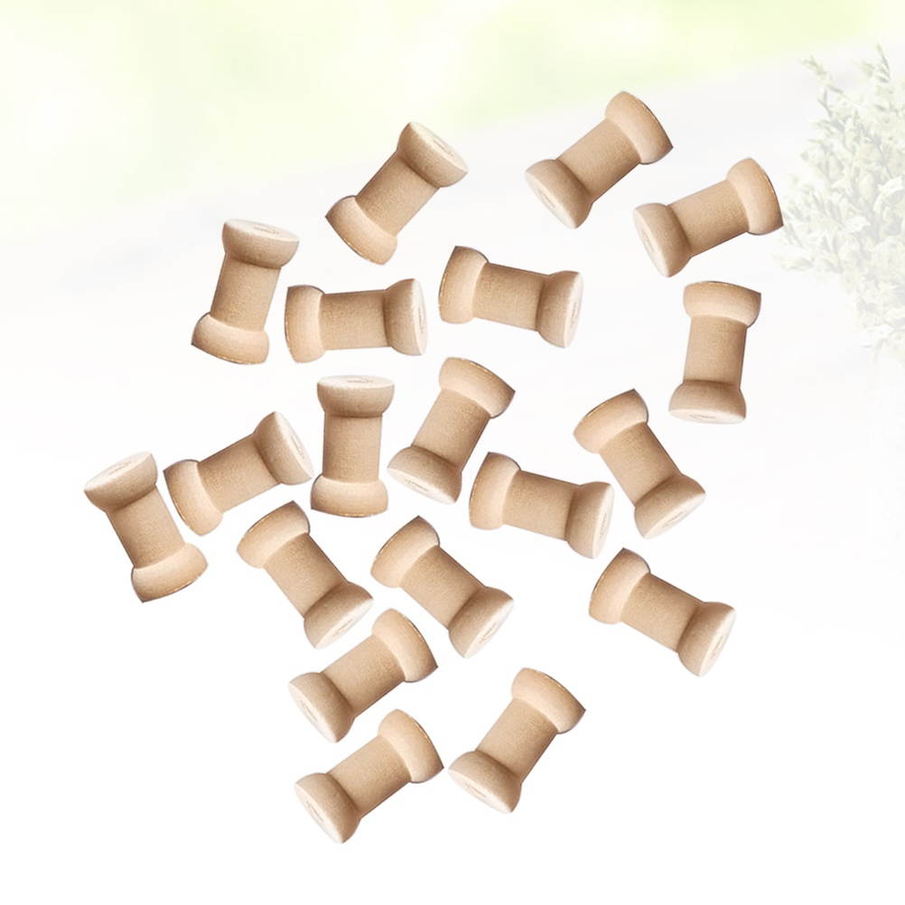 20Pcs Vintage Style Empyty Wooden Bobbins Spools Reels Organizer for Sewing Ribbons Twine Wood Crafts Tools Thread Wire