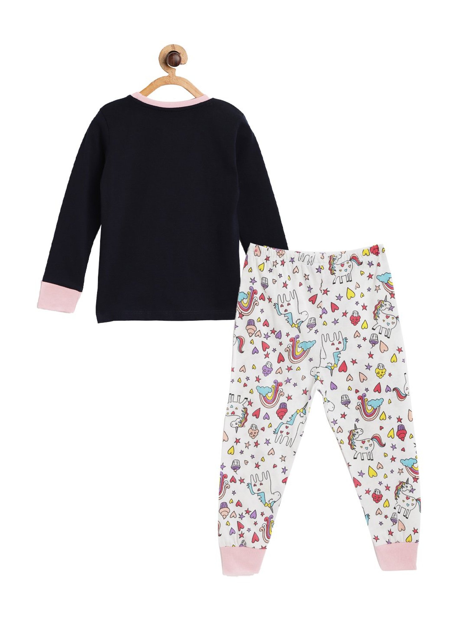 Lazy Shark Girls Navy & White Printed Top with Pants