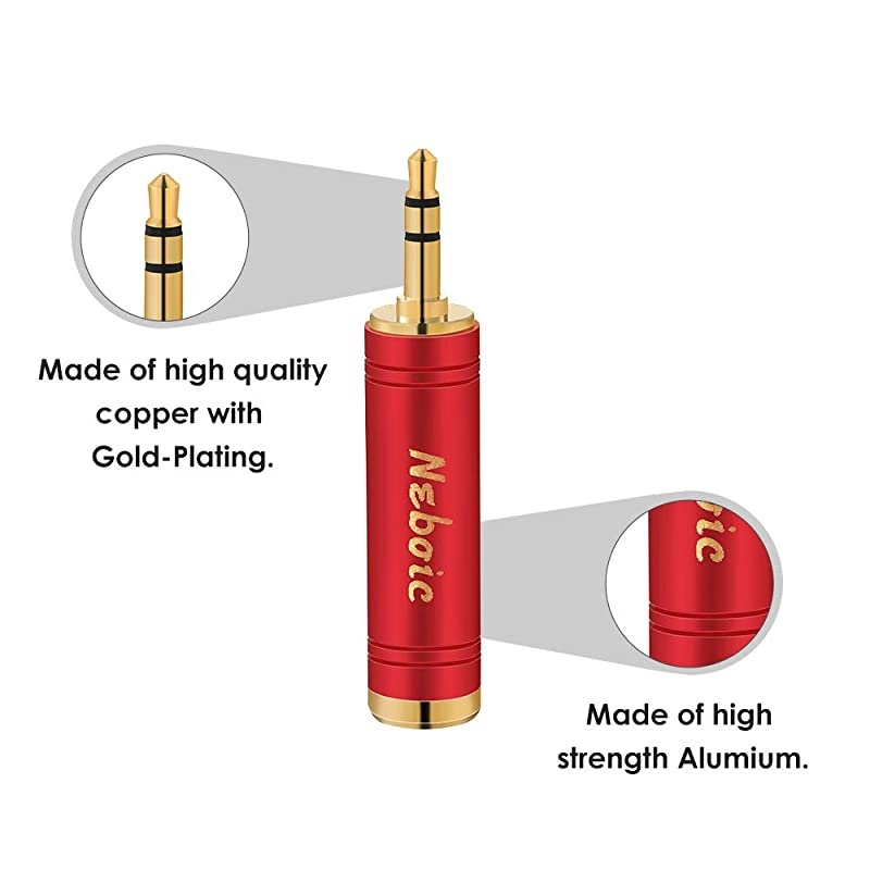 4Packs 14 Male to 35mm 18 Female Headphone Adapter 18 Inch Plug Male to 14 Inch Jack Female Stereo Adapter