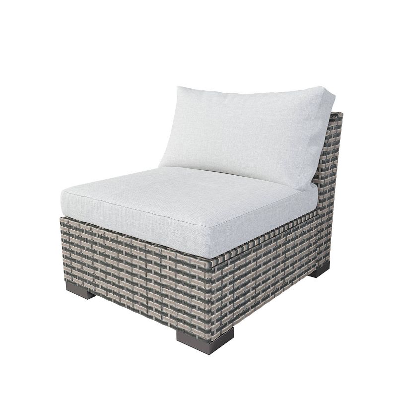 Nolin 7pc Sectional Weathered Brown Frame Sunbrella Spectrum Denim Fabric - La-Z-Boy