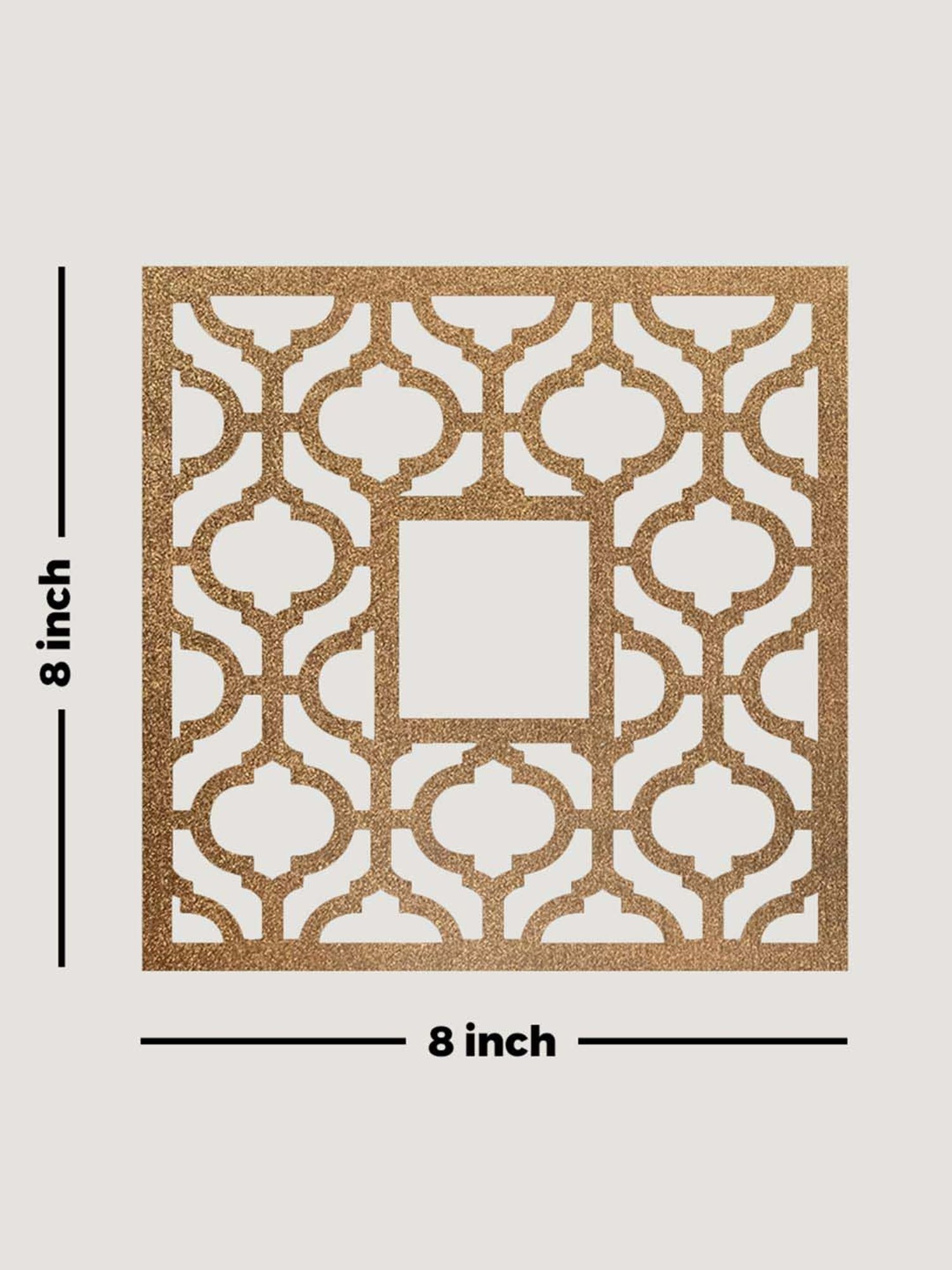 Art Street Gold Mdf Jharokha Jali Square Hanging Wall Art - Set of 4