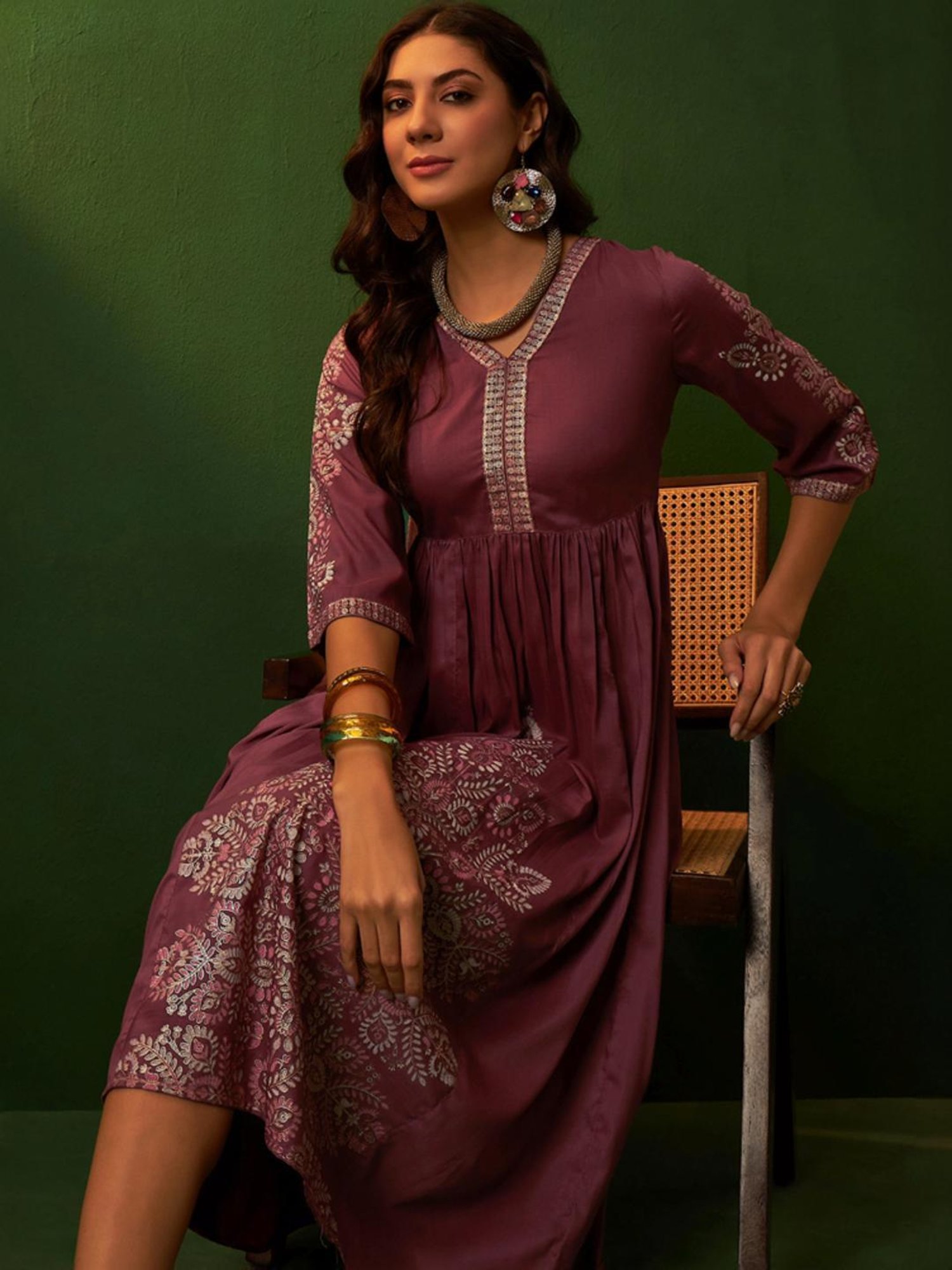 Ziyaa Pink Printed A-Line Dress