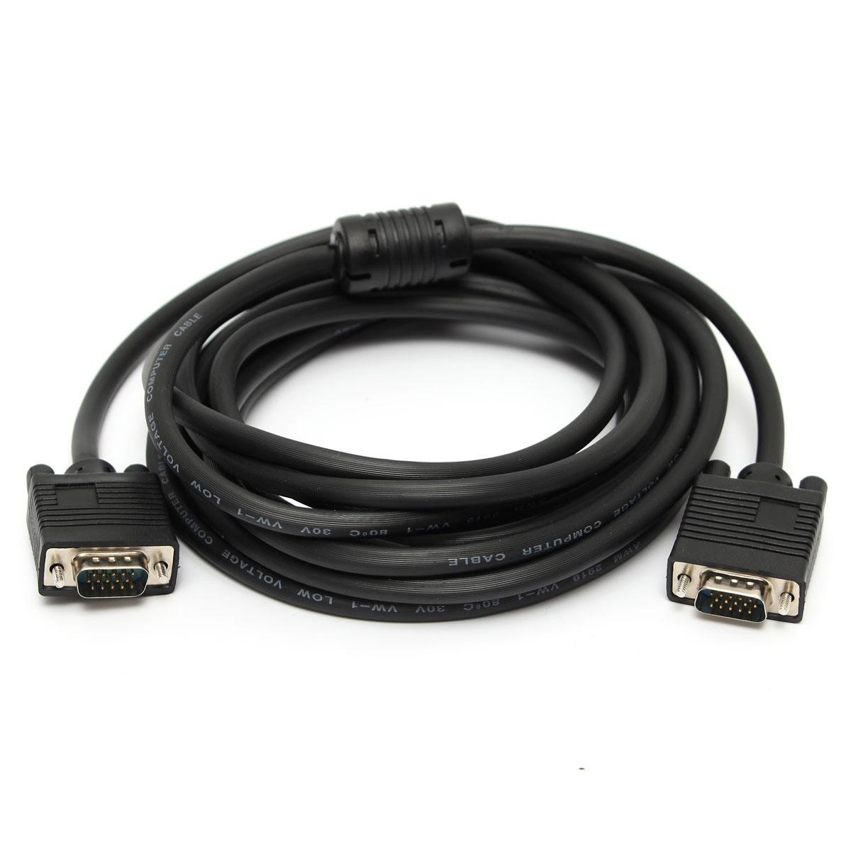 5M LONG SIZE 15FT 15 PIN SVGA VGA ADAPTER MONITOR M/M Male To Male Cable CORD -