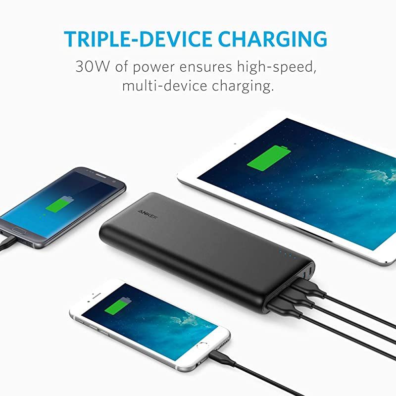 PowerCore 26800 Portable Charger 26800mAh External Battery with Dual Input Port and DoubleSpeed Recharging 3 USB Ports for iPhone iPad Samsung Galaxy Android and Other Smart Devices