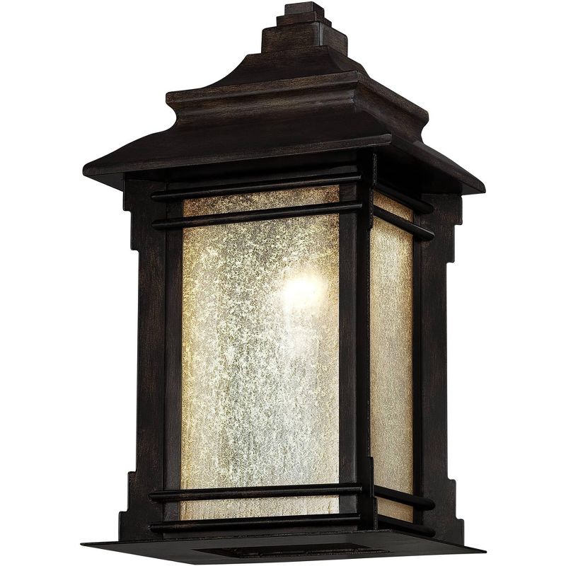 Franklin Iron Works Rustic Farmhouse Outdoor Wall Light Fixture Walnut Bronze 16 1/2" Frosted Cream Glass for House Porch Patio