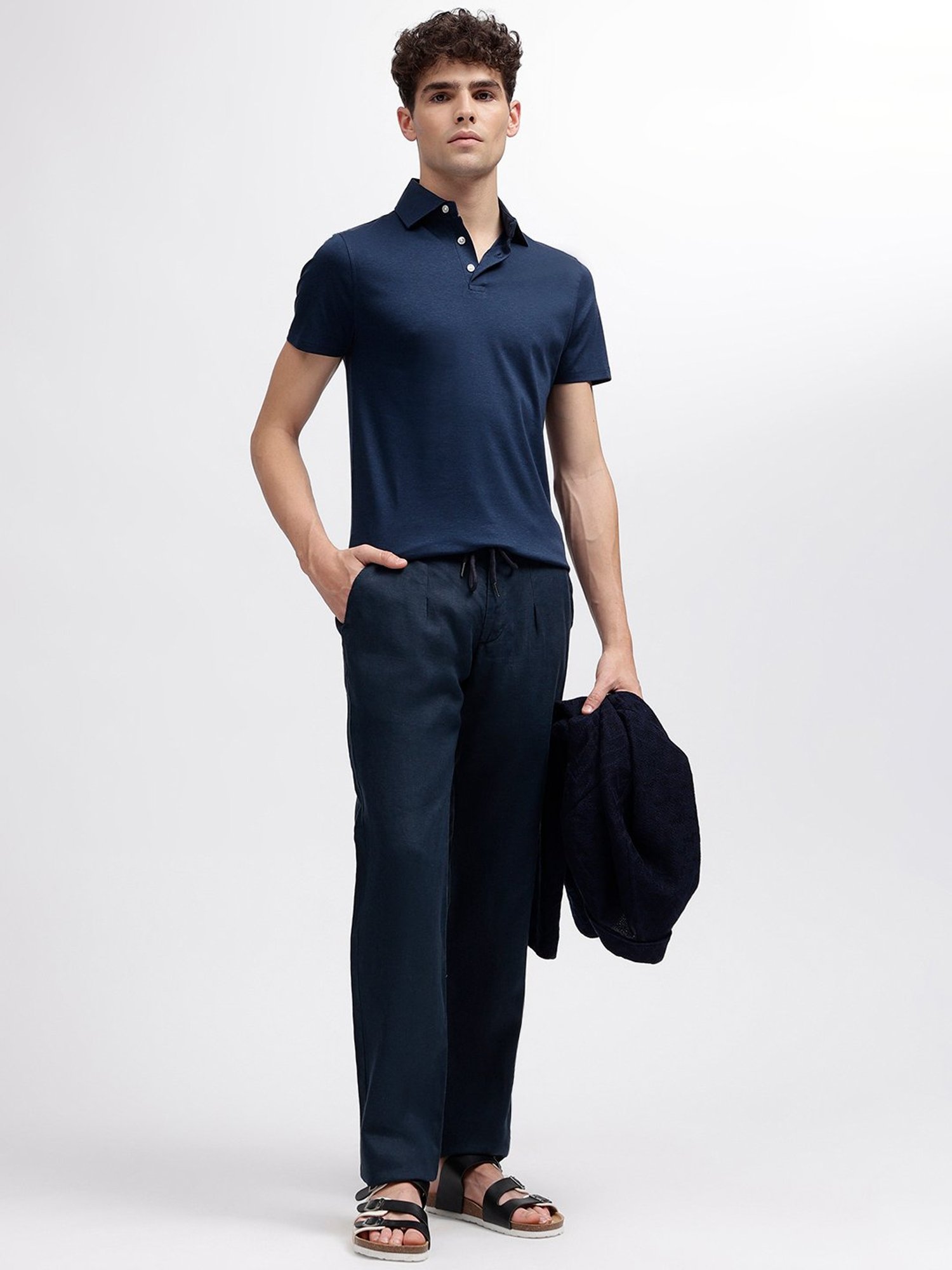 Bruun & Stengade Navy Regular Fit Cotton Polo T-Shirt