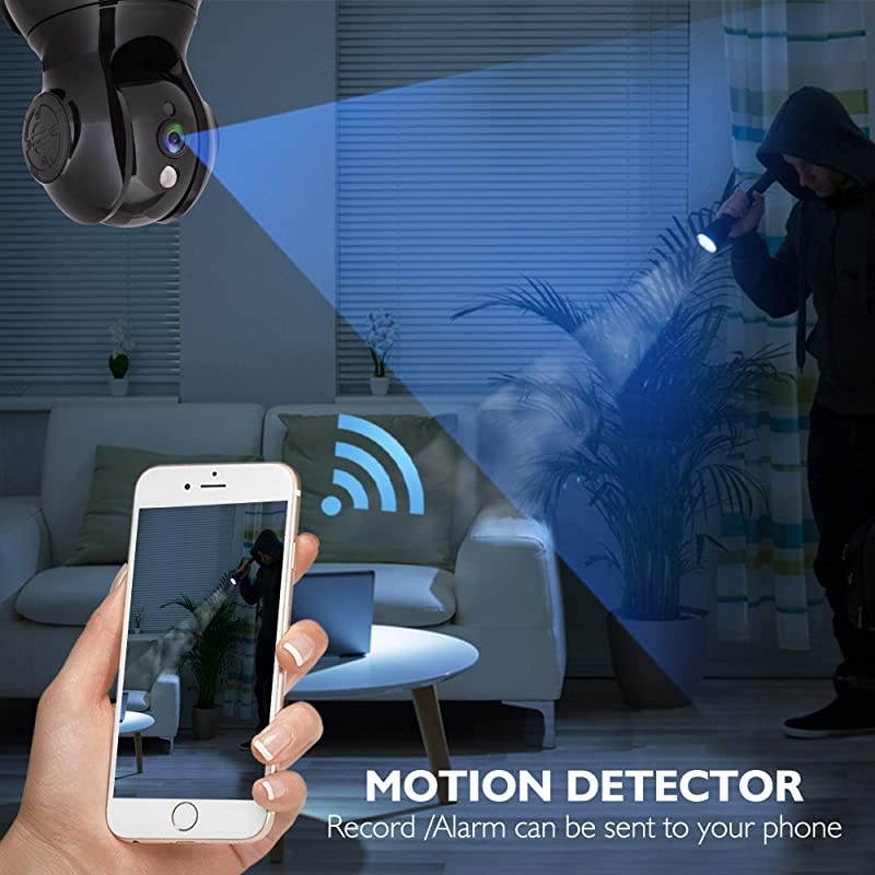 Wireless HD Cloud Cam Network Security Indoor Home Video Monitoring Surveillance WiFi IP Cam w Motion Detection Night Vision PTZ 2 Way Audio For iPhone Android IPCAMHD80black