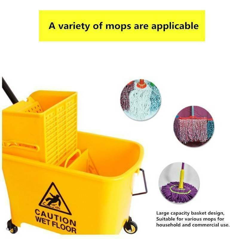 Commercial Mop Bucket w/ Wringer Combo Rolling Cleaning Cart Side Press 20L