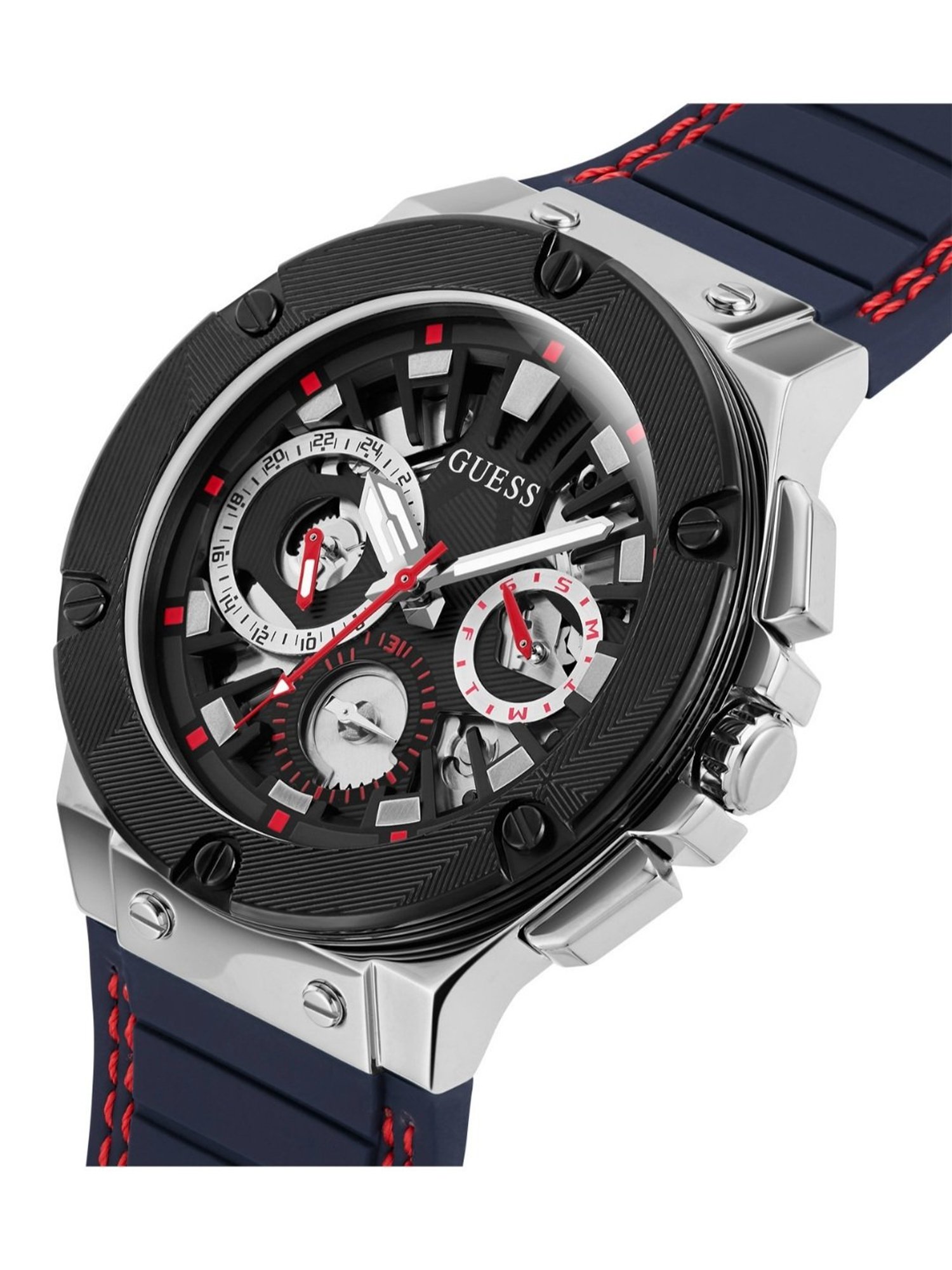 GUESS CIRCUIT Men Round Silver Tone Dial Analog Watch - GW0487G1