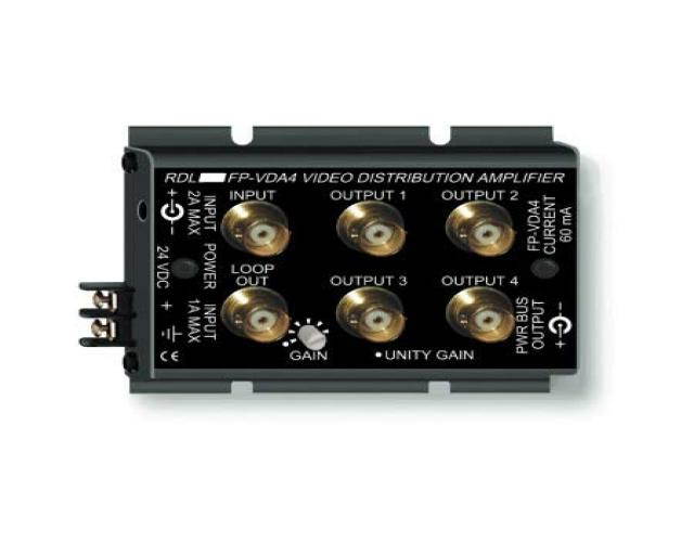 RDL FP-VDA4 NTSC/PAL Video Distribution Amplifier - 1x4 - BNC