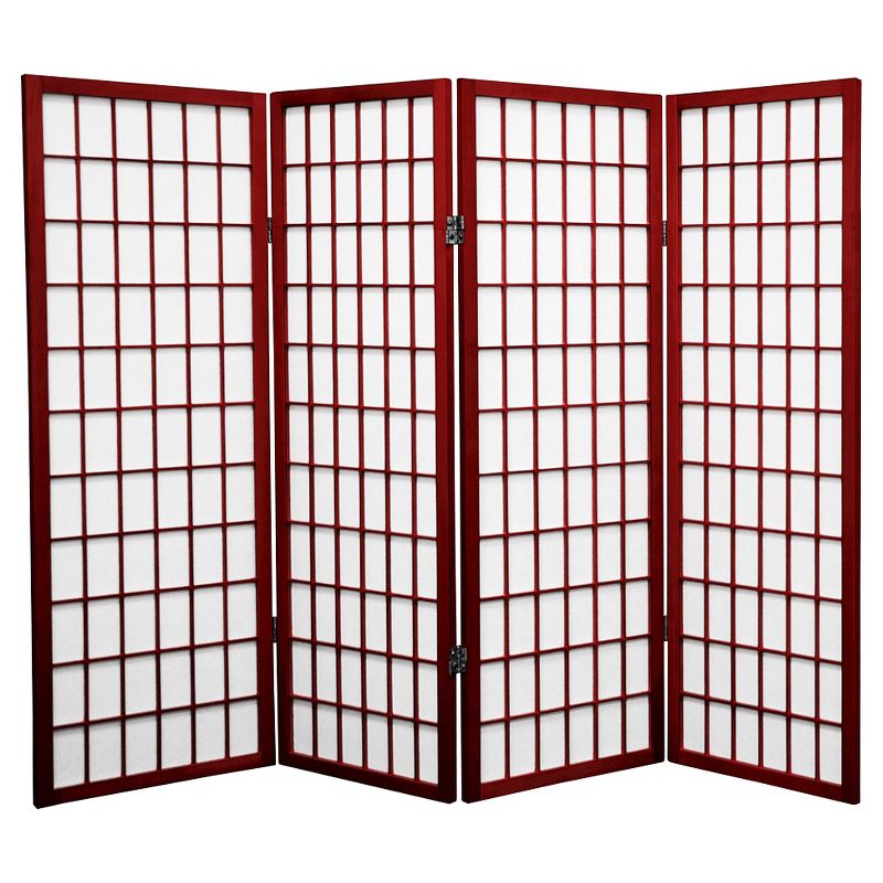 4 ft. Tall Window Pane Shoji Screen - Rosewood (4 Panels)