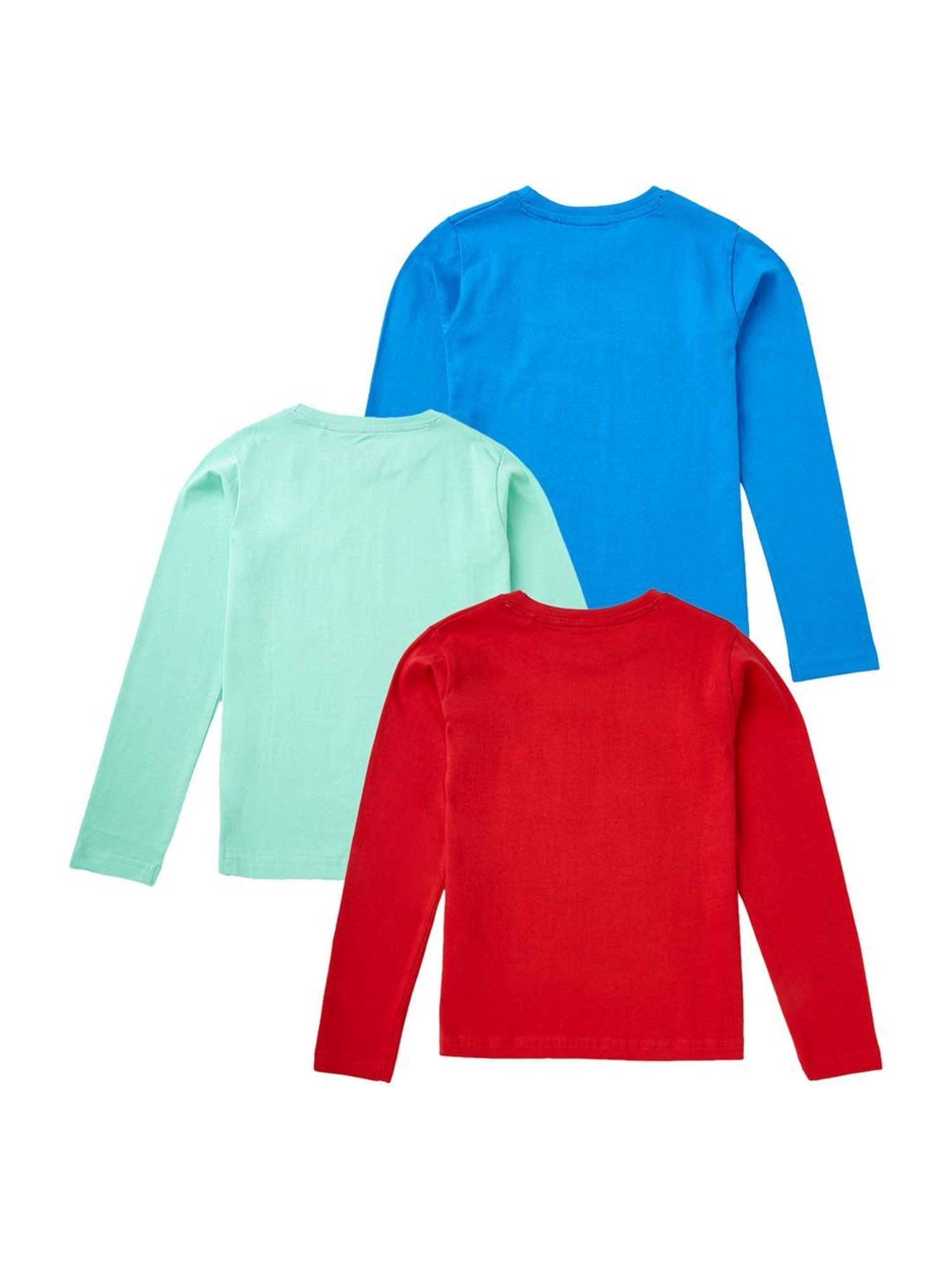 Cub McPaws Kids Multicolor Cotton Printed Full Sleeves T-Shirt (Pack of 3)