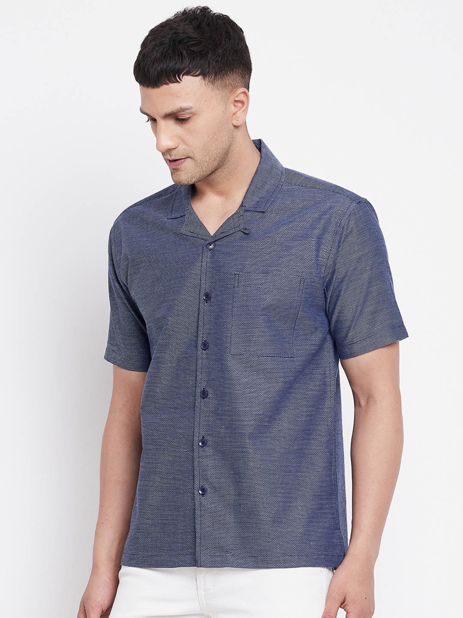 Even Blue Regular Fit Printed Shirt