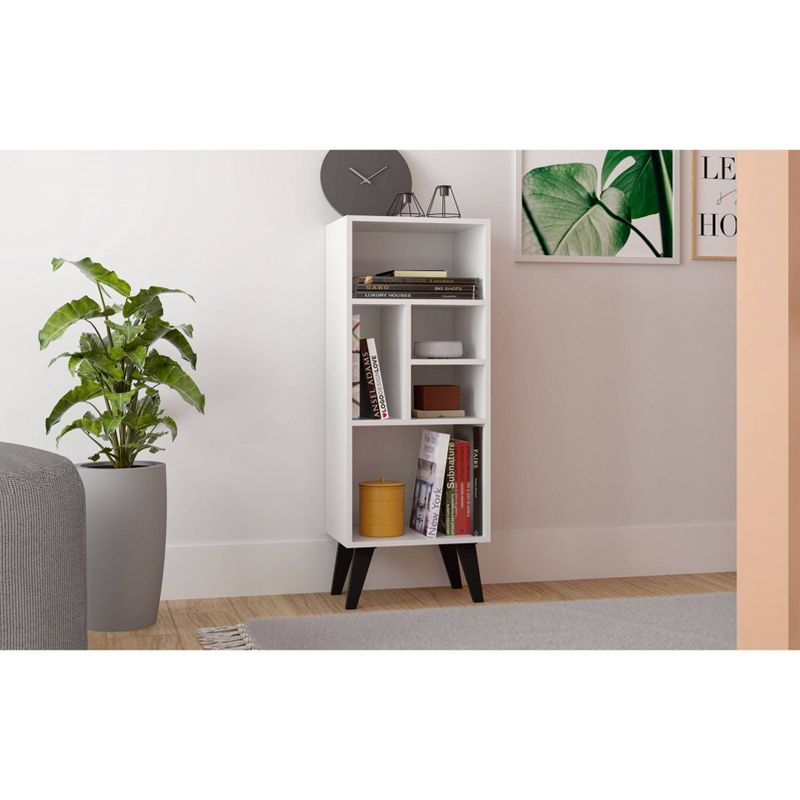 42.32" Mid-High Warren Bookshelf White/Black - Manhattan Comfort