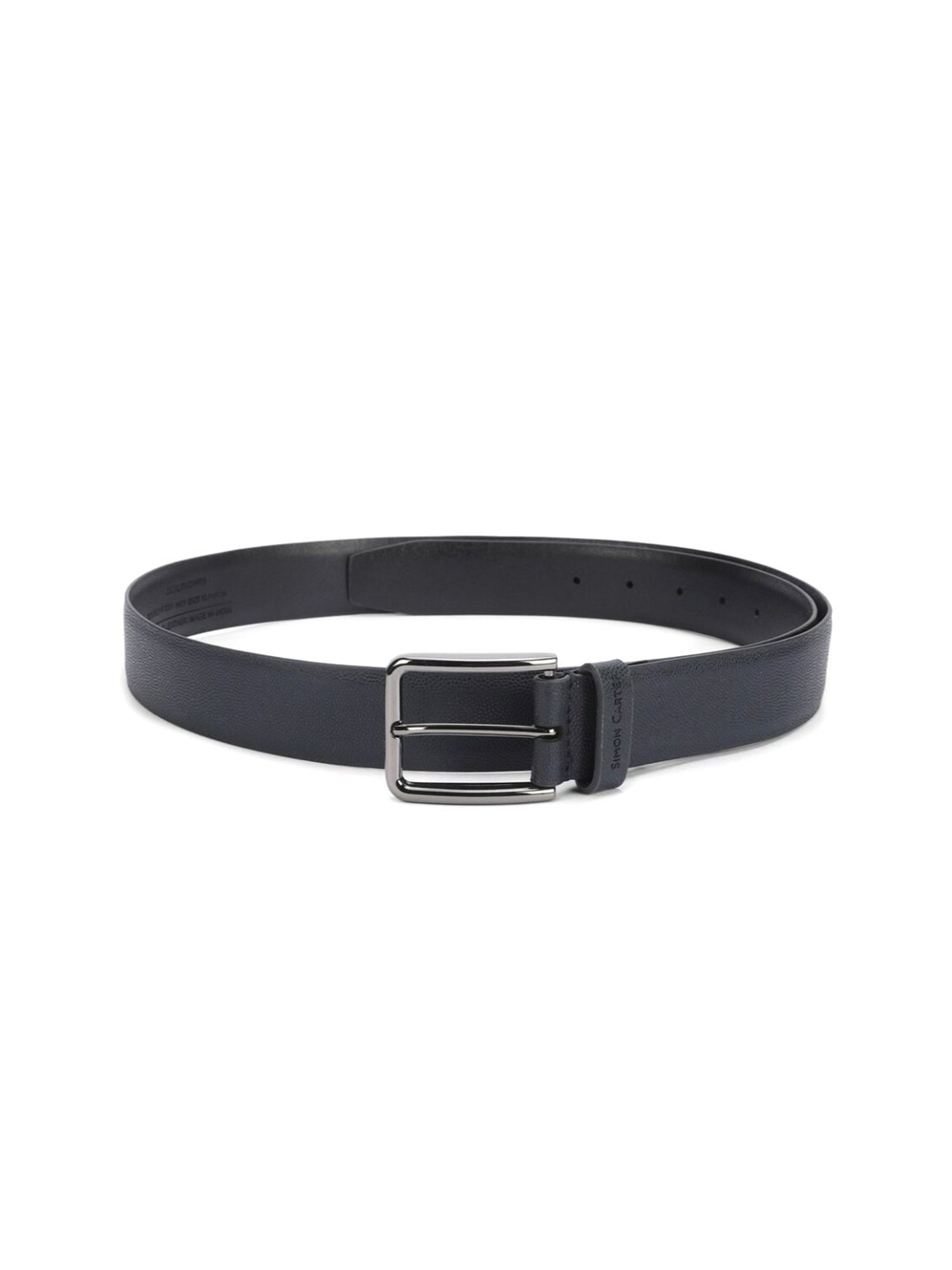 Simon Carter Navy Leather Textured Formal Belt for Men