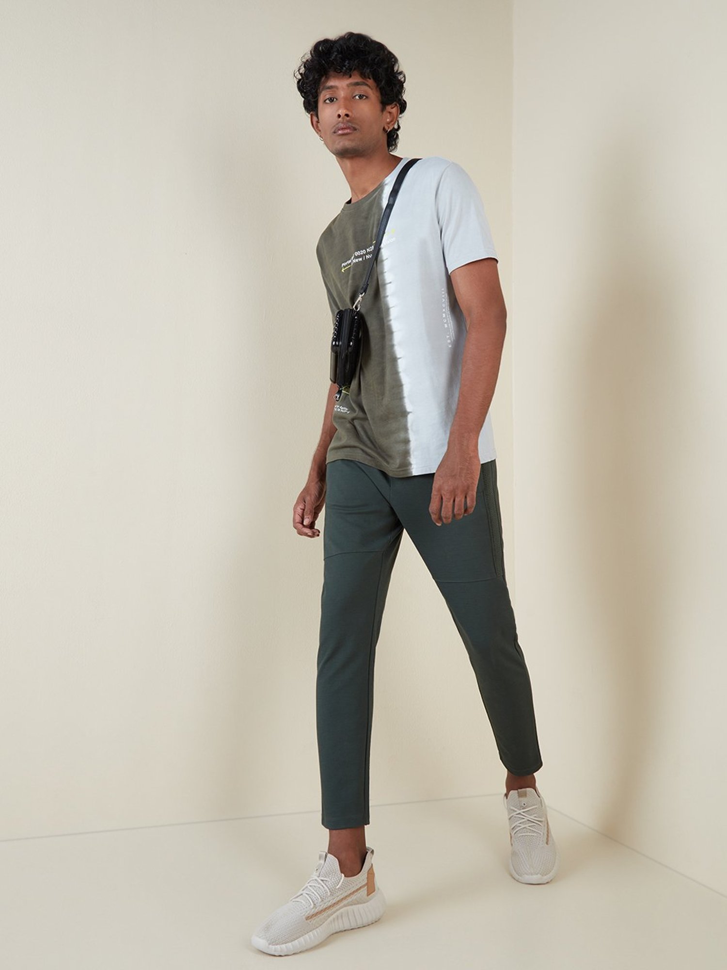 Studiofit by Westside Olive Ribbed Texture Slim-Fit Joggers