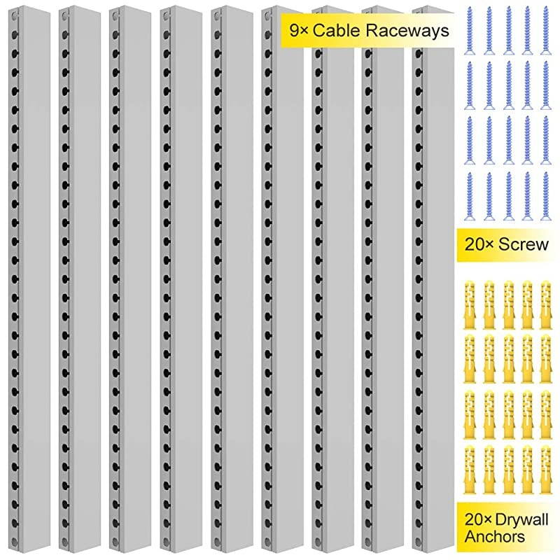 Raceway Kit 138 inch Open Slot Wiring Raceway Duct with Cover Management System to Hide Under DeskTVComputerPower Cords 154 X 16 X 08 InchLWH