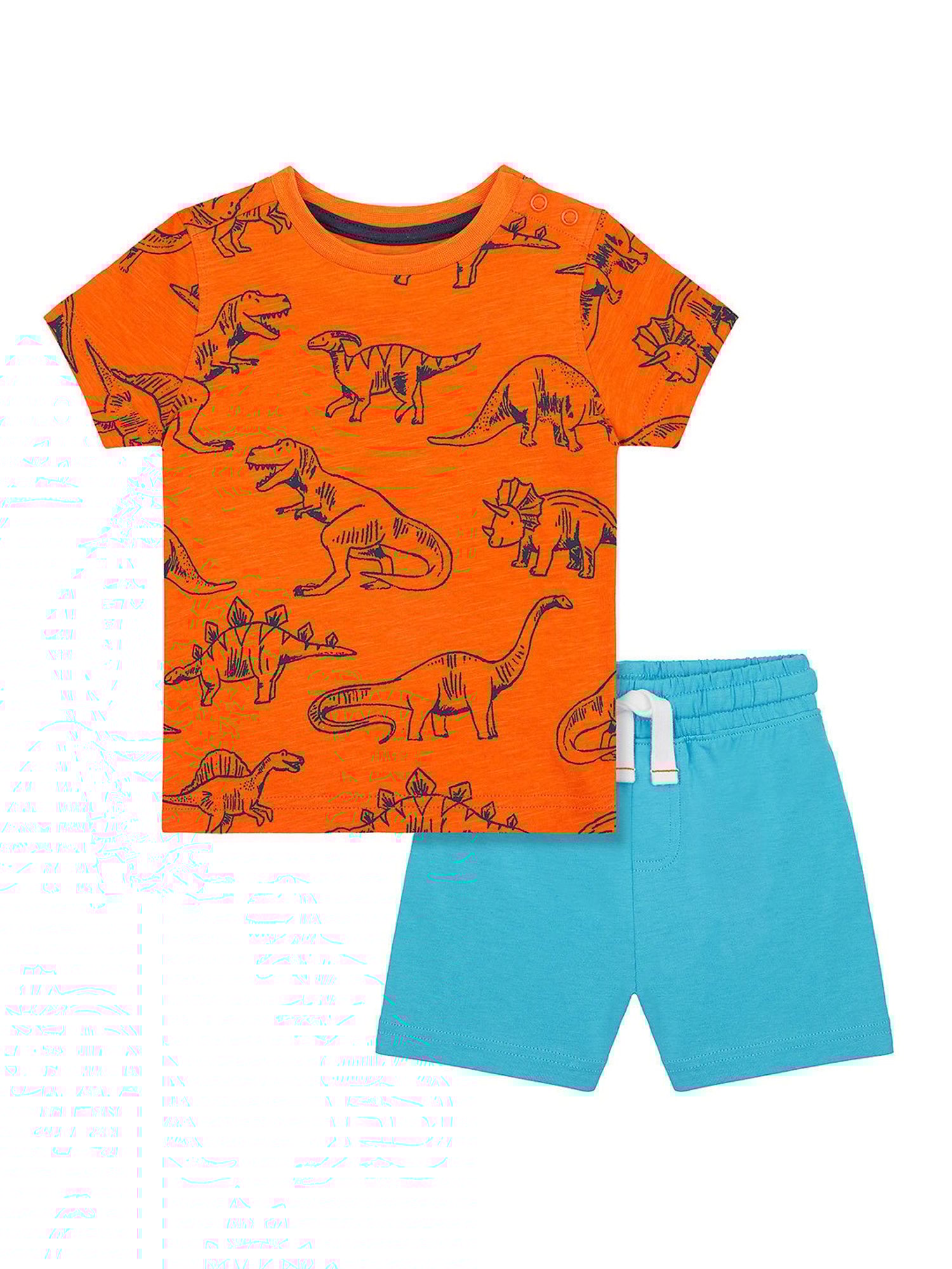 Mothercare Kids Orange & Blue Printed T-Shirt with Shorts