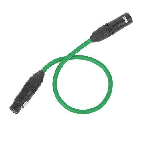 LyxPro Balanced XLR Cable Premium Series Microphone Cable, Speakers and Pro Devices Cable, 1.5 Feet- Green