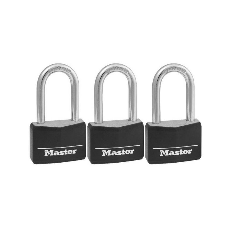 Master Lock 3pk 40mm Covered Brass Key Lock Set Black