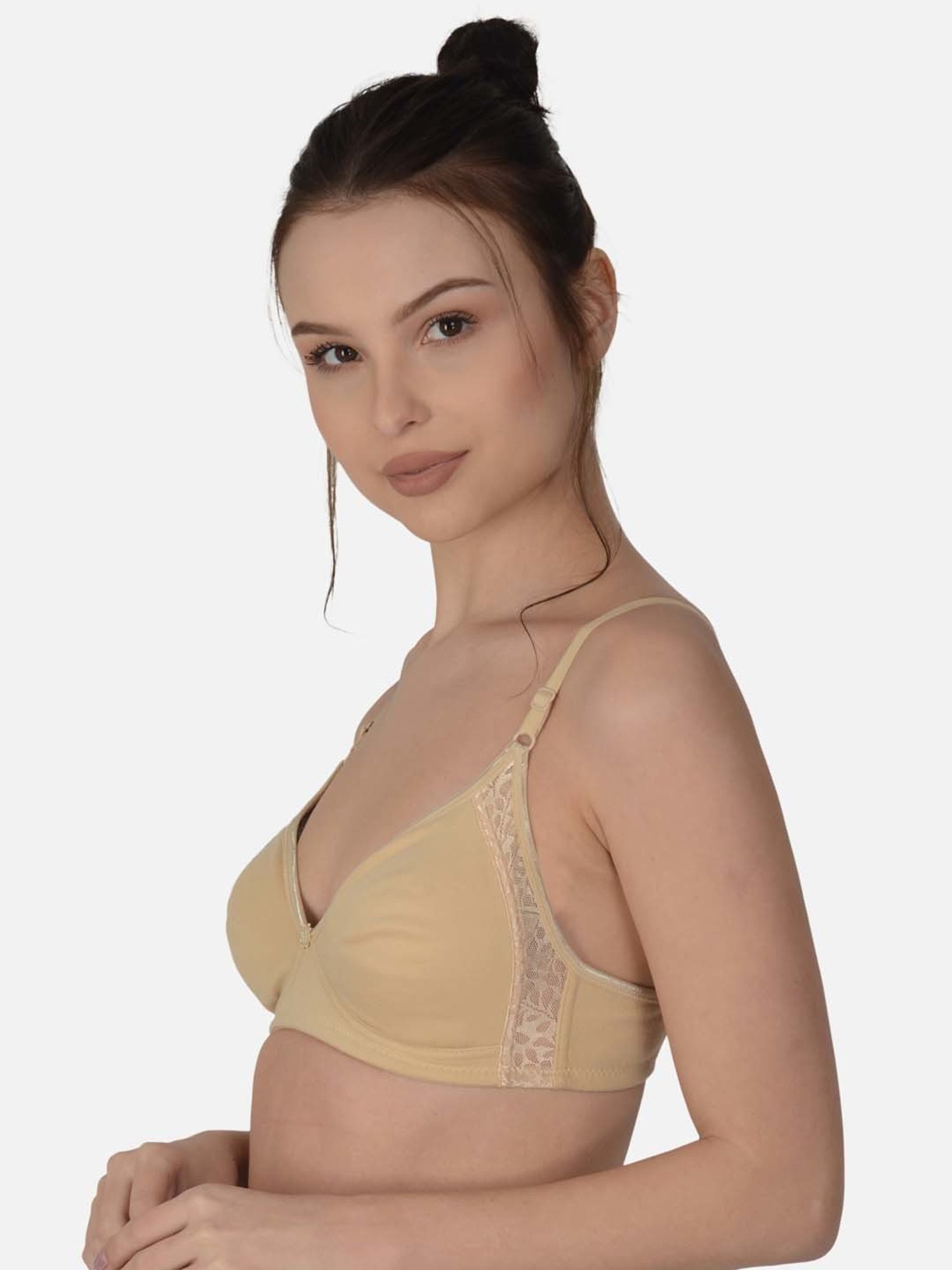 mod & shy Beige Cotton Non-Padded Seamless Bra