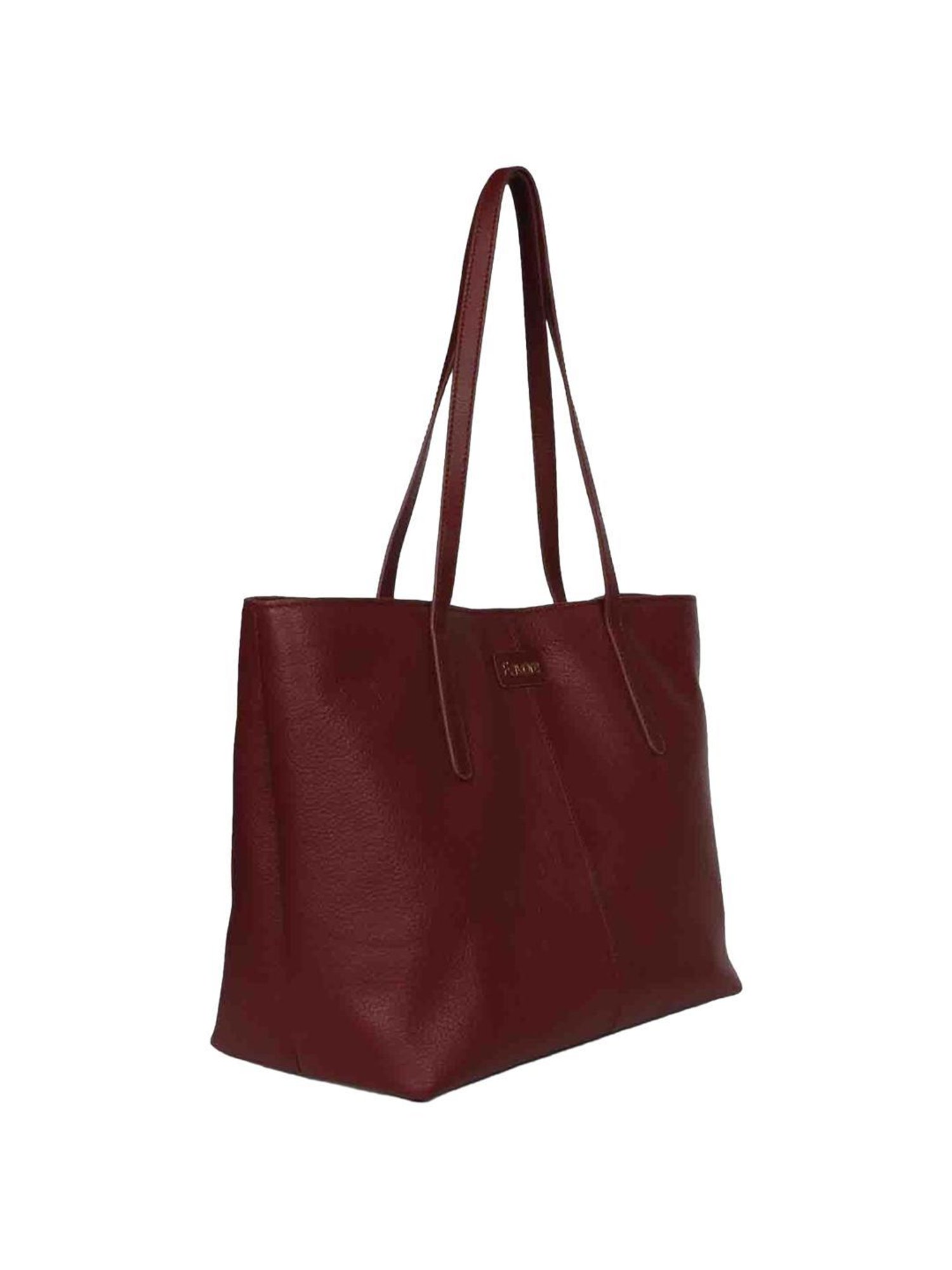 Favore Red Solid Medium Tote Handbag