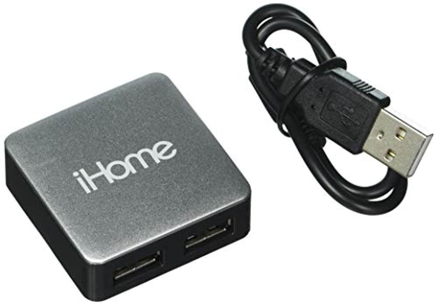 ihome ih-u200s center link 4 port travel usb hub (silver)