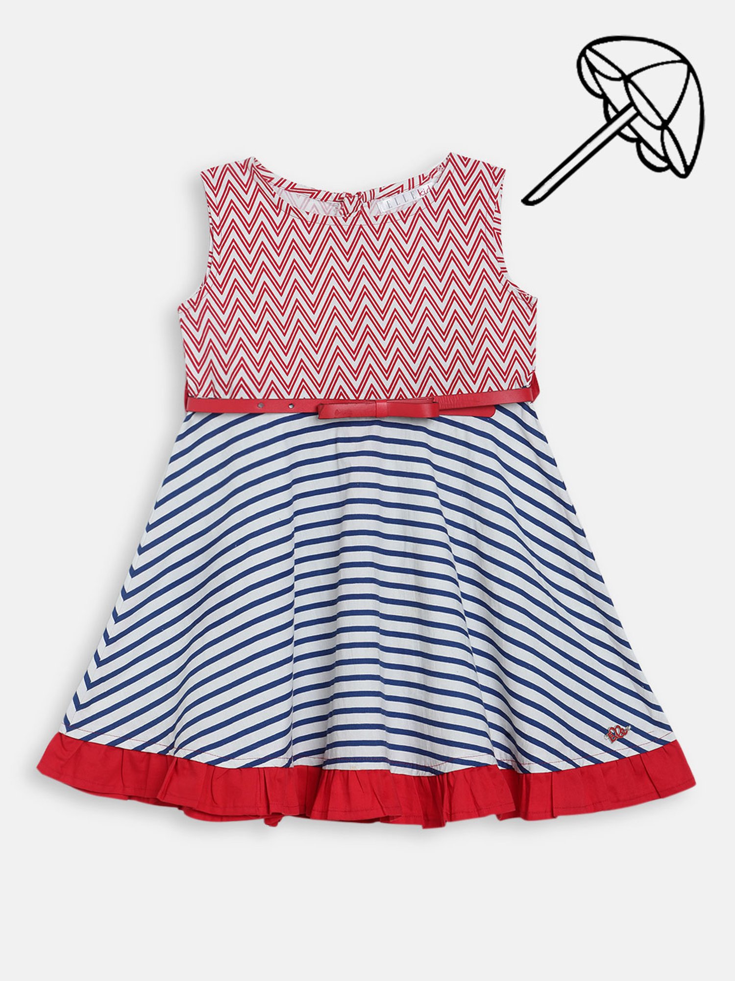 Elle Kids Red Cotton Printed Dress