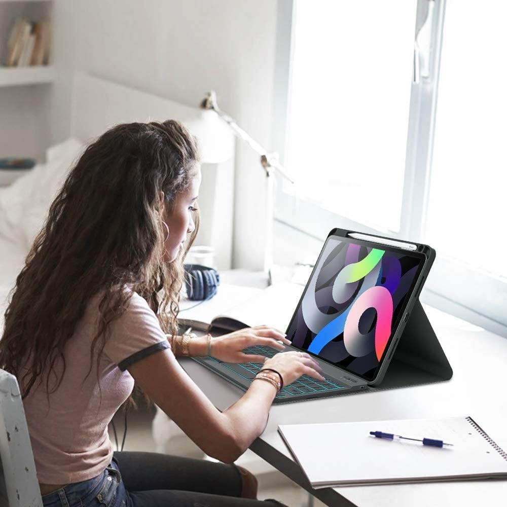 iPad Air 4th Gen Case Keyboard 2020 10.9 iPad - 2020/2018 11 iPad - Wireless Detachable BT Keyboard with Pencil Holder Charging - Auto Sleep/Wake Smart Cover (for 10.9/11 iPad Black)